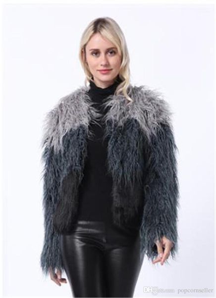

coat imitation fur outwear casual long sleeve ladies clothing women fashion desigenr faux fur coat long mink faux, Black