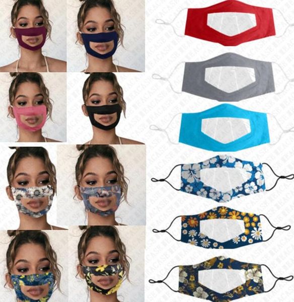 

visible mouth face cover flowers flora print clear face mask men women designer protective masks multipurpose mask for deaf-mute d72801, Blue