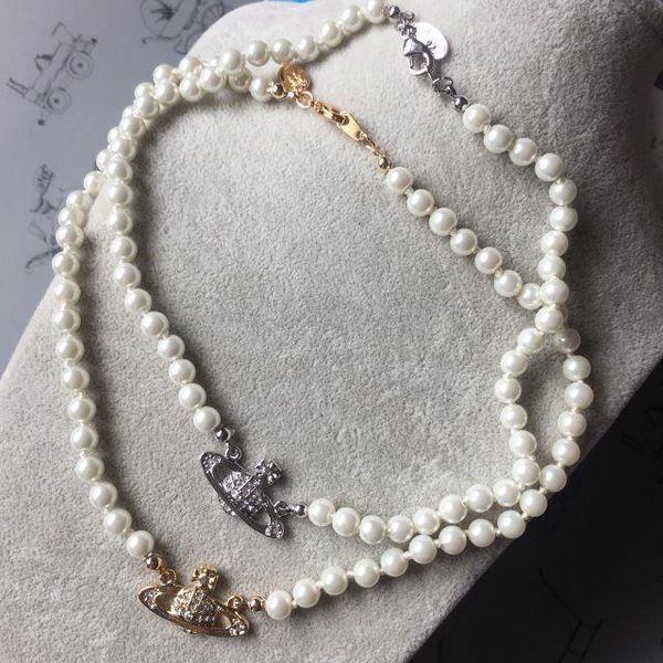 

2020 women's pearl chain necklace rhinestone track pendant necklace gift party fashion jewelry accessories high quality, Silver