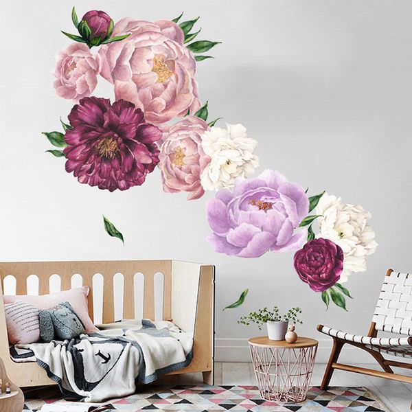 

durable wall art sticker peony living room anti shock matrimonial home removable