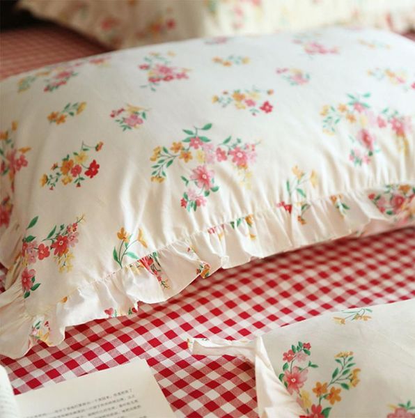 

romantic rustic flower bedding set teen kid,cotton twin full  pastoral home textile bed sheet pillow case duvet cover