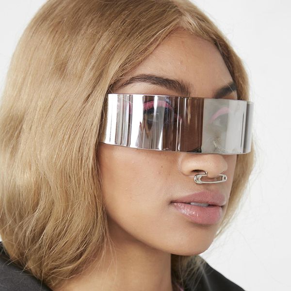 

classic fashion one-piece rectangular sunglasses for women men luxury design frameless party sun glasses uv400 lunette de soleil, White;black