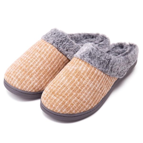 

weave stripe winter woman slippers non slip velvet plush slippers sturdy sole indoor wear-resistant shoes for home, Black