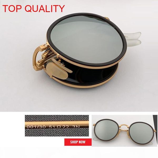 

2019 wholesale new fashion vintage round folding flash sunglasses metal frame women retro pink rd3517 circle gafas sun glasses, White;black
