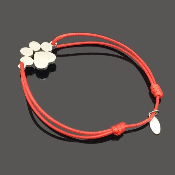 

new bear print stainless steel charm wish bracelet bear stainless steel pendant adjustable string gift bracelet, Red;blue