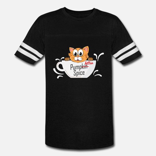 

pumpkitten spice cute and funny cat illustration t shirt men design 100% cotton o-neck vintage cute casual summer style standard shirt