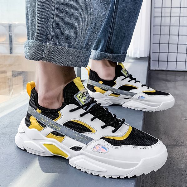 

summertrendstylemenscasualshoes2020newfashionbreathablemeshlightpersonalitysneakerslace-upfashionshoesformen, Black