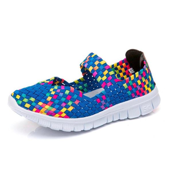 

women mesh shoes flats woven sneakers 2020 new arrival light weight elastic trainer slip on sport water shoes sneakers flats, Black