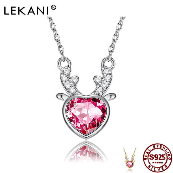 

lekani cubic zirconia red heart fawn necklace s925 sterling silver delicate fashion woman necklace party give friends gifts