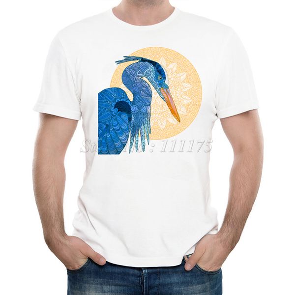 

new arrivals 2019 men's summer fashion blue heron and the sun design t shirt cool casual short sleeve tee