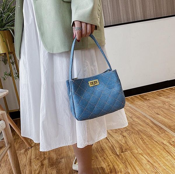 

ins women handbags new fashion shoulder bags ladies large capacity bucket check chain totes crossbody