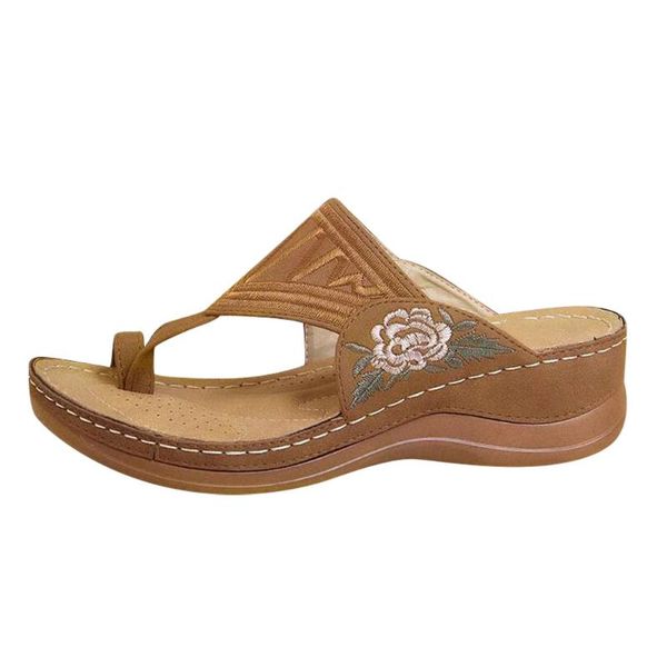 

sagace summer new women's sandals roman style indoor and outdoor personality design flat bottom toe embroidery, Black