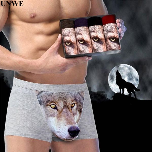 

eagle wolf underwear men underwear men gay boxer funny cartoon man plus size boxers 3d animal modal panties 2-4 piece/pack, Black;white