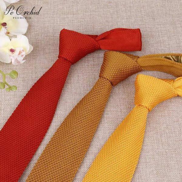 

peorchid burgundy red knitted tie grooms skinny neck tie solid color slim cut wedding gift ideas mens fashion accessories, Blue;purple
