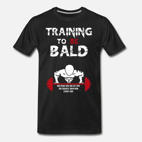 

gym training to be bald, push ups, sit up, squat t shirt men print cotton round neck trend fit new fashion summer kawaii shirt