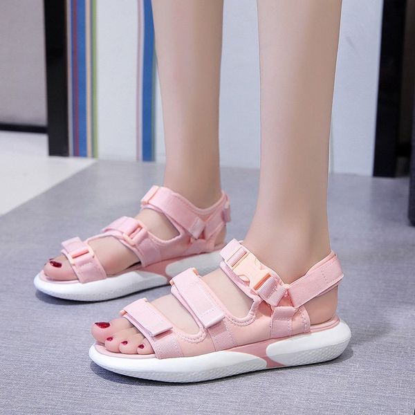 

dropshippingwoman удобная мягкая подошва платформа sandalias summer casual спорт сандалии женщины open toe открытый пляж плоские туфли, Black
