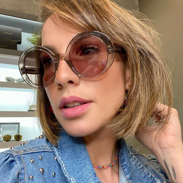 

2020 sunglasses brand ladies fashion tr90 personality round gradient glasses classic resin design plastic glasses, White;black