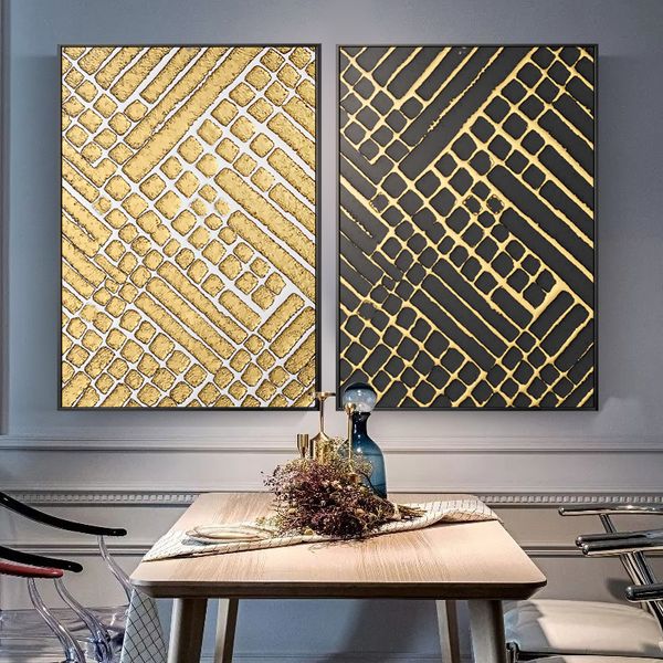 

gohipang abstruct fashion gold parallel world canvas painting wall art picture for living room hd home decoration modern poster