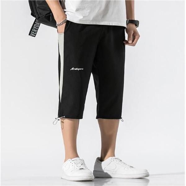 

capris mens designer sports shorts loose drawstring hombres casual pants 2020 summer youth pants elastic casual, Black