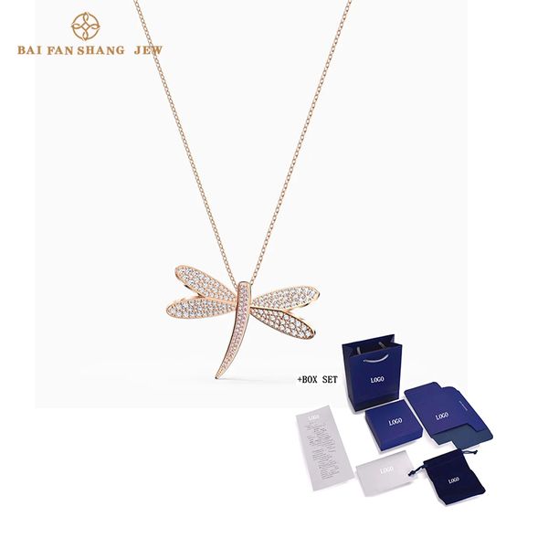 

2020 fashion jewelry swa new eternal flower necklace dragonfly charm exquisite crystal rose gold chain women luxury jewelry gift, Silver