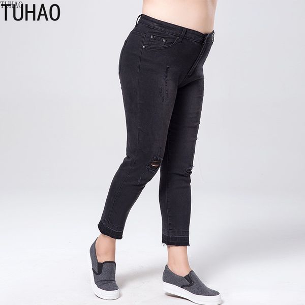 

women's jeans tuhao 7xl 6xl 5xl large size womens skinny woman cargo pockets women hip hop streetwear casual denim pencil pants wm, Blue