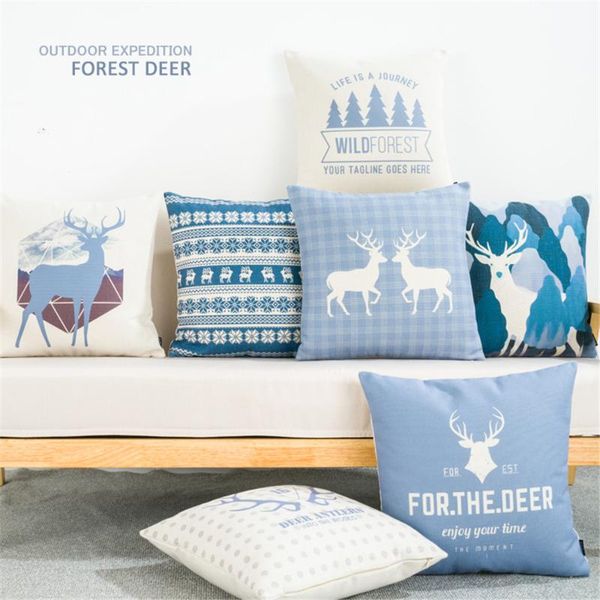 

nordic style animals deer throw pilllow cushion cover case waist cushion pillow lumbar pillow cover for sofa home office chair