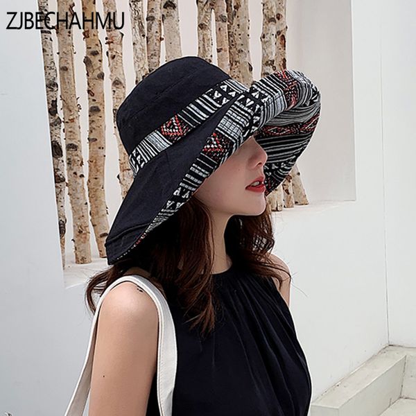 

casual new vinatge summer cotton hat women big wide brim beach hat floppy foldable uv protection sun hats for women summer, Blue;gray