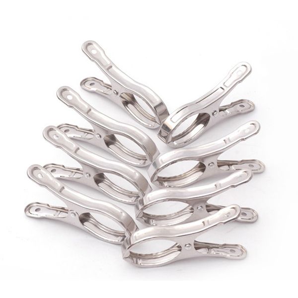 

8pcs stainless steel washing line clothes pegs hang pins clips windproof clamps
