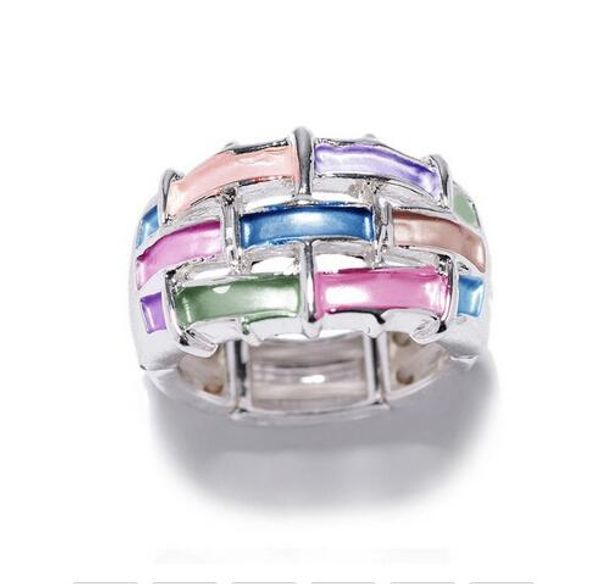 

ring of brand jewelry fashion geometric enamel ring alloy adjustable silver color rings women's party gift for women