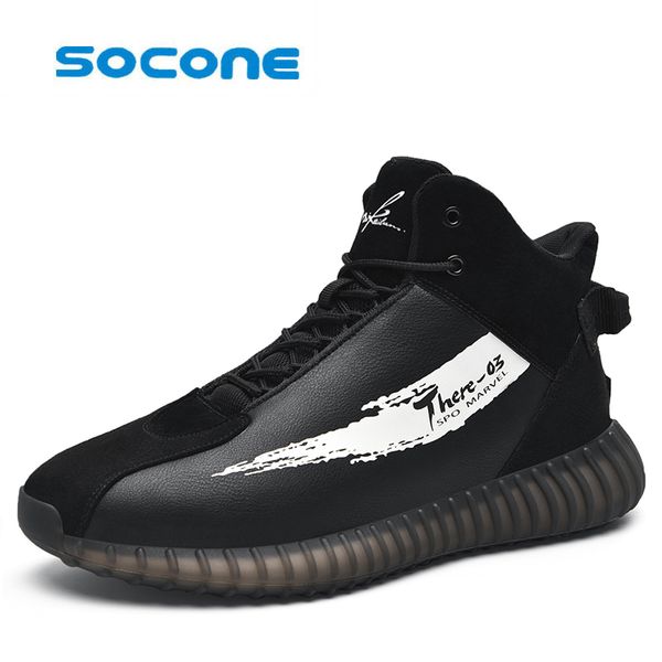 

men's high waist sneakers large size casual shoes new leather walking shoes