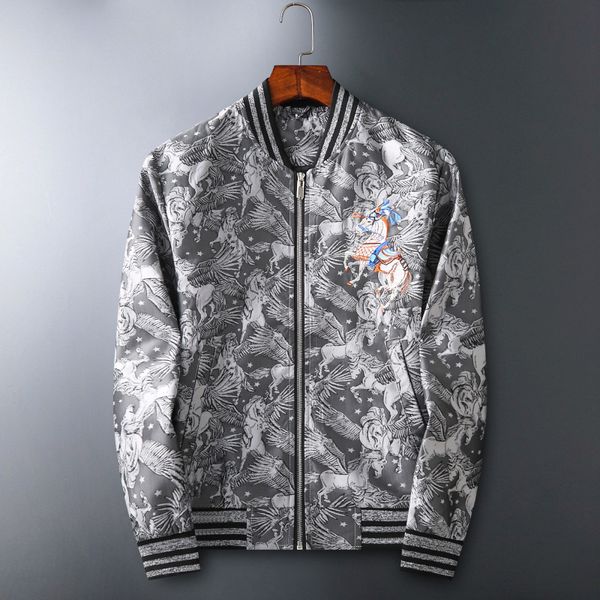 

2020 paragraph Men's jacket European pony jacquard embroidered baseball collar thin trench coat fashion brand autumn coat for men