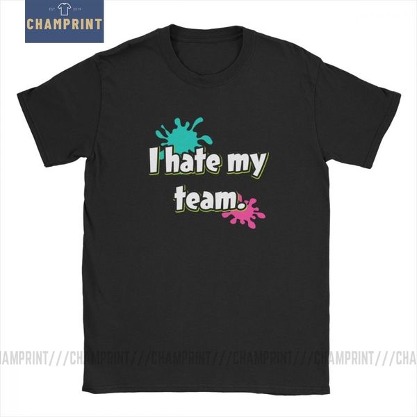

2019 fashion i hate my team splatoon t-shirts for men round collar cotton t shirt ink kid game squid short sleeve tees gift idea