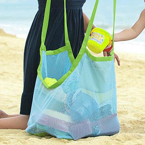

storage bags foldable portable beach bag kids children mesh outdoor park swimming toys towel clothes organizer