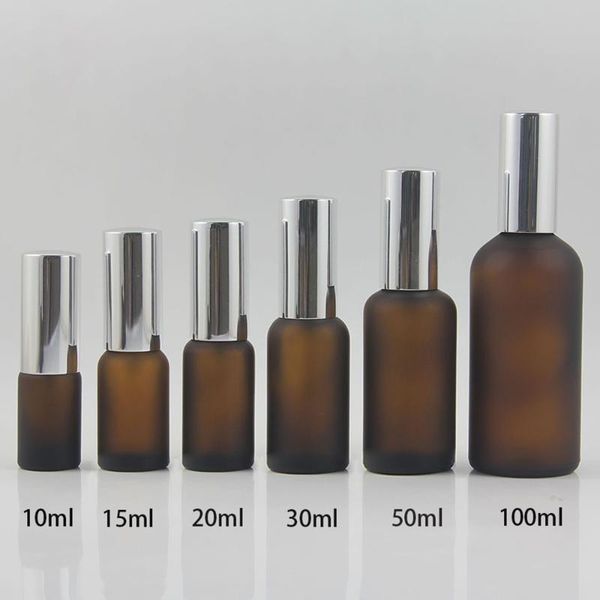 

storage bottles & jars 10ml glass pump atomizer bottle essential oil perfume water vial, refillable lotion cream empty