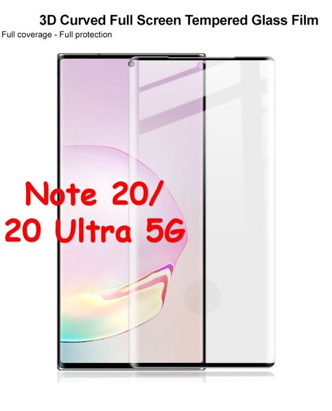 

3d изогнутый полное покрытие закаленное стекло для samsung galaxy note 20 5g экран протектор для note 20ultra 5g отпечатков пальцев unlock ф