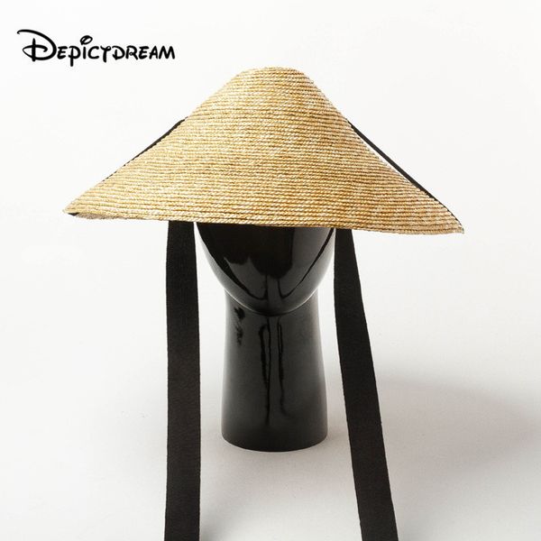 

new women summer bandage wheat-straw bamboo hat ladies cap fashionable handmade walking show pose sun hats for women, Blue;gray