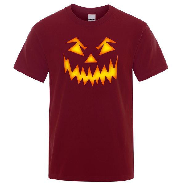 

men's hip hop smiley face t shirt halloween pumpkin horror grimace print funny t-shirt cotton men fashion streetwear