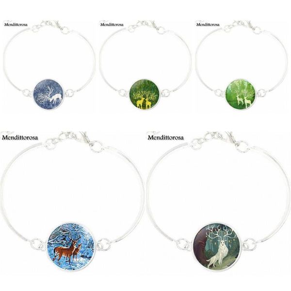 

ej глазурь лось олень моды посеребренная ювелирные изделия из стекла кабошон браслет женщин для школьница maxi, Golden;silver