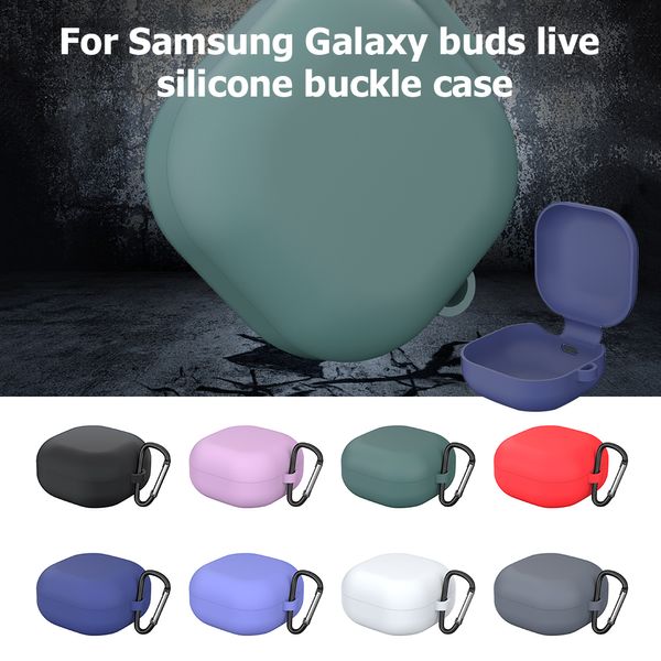 New Silicon da tampa do caso para Samsung Galaxy Buds Viva cor sólida à prova de choque fone de ouvido Bluetooth Caso de rosto On Para Galaxy Buds vivo sem fio
