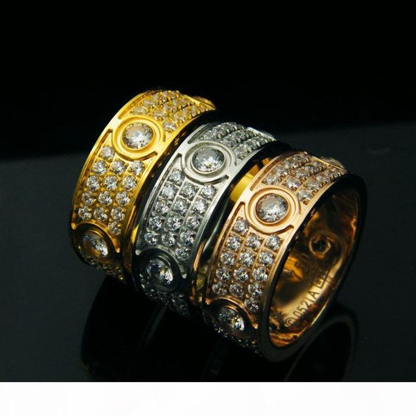 

card house ring популярные европейский и американский стиль пара ring wide конкретизируйте три ряда циркон золотого цвета и серебряного цвет, Golden;silver