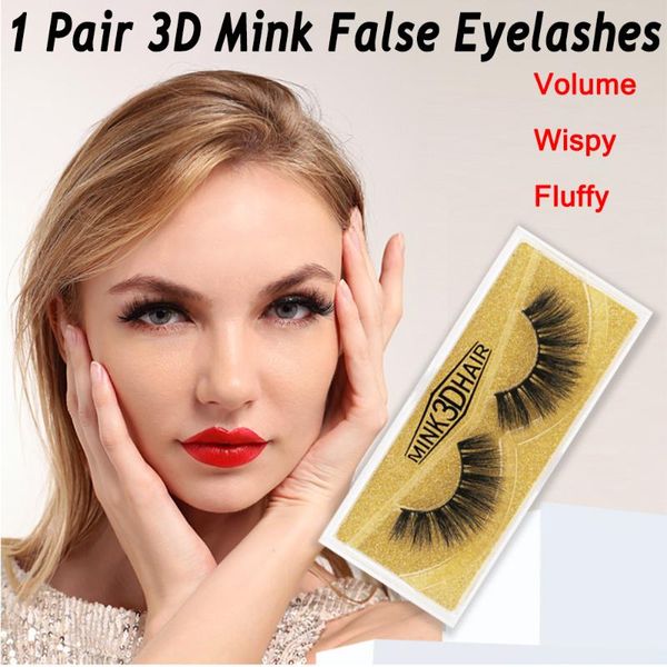 

1 pair 3d mink false eyelashes natural volume wispy fluffy dramatic makeup fake lashes extension handmade cruelty-eyelash