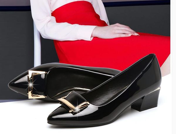 

women's shoes spring and autumn middle coarse heel pointed end bowknot @op16, Black