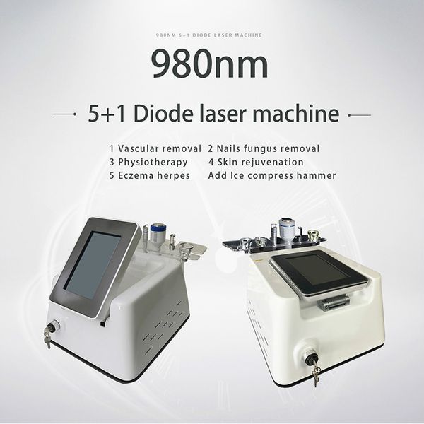 

5 in 1 980nm medical diode laser 10w 5 in 1 980nm vascular treatment machine laser spider vein removal varicose veins treatment, Black