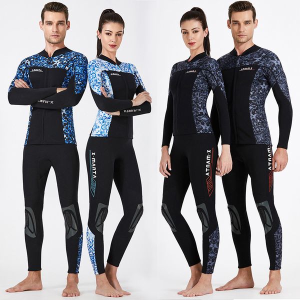

womens 1.5mm wetsuits separate jacket pants long sleeve neoprene wetsuits front zip men's diving surf wet suit spring swimsuit