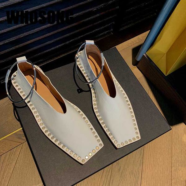 

new autumn women shoes girls square toe shoes woman rivet fashion flats ladies brand female black flats soft dress