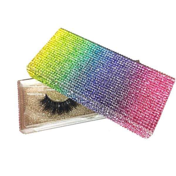 Novos 14styles Diamond Backing Box 3D Mink Eyelashes Caixas de embalagens vazias Glitter Rhinestone cílios Caixa de olho Caixas de plástico