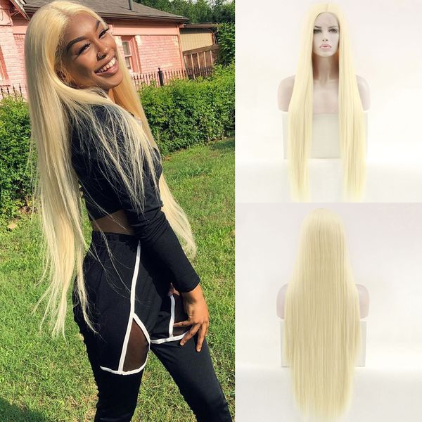 

613 blonde 13 * 4 transparent фронта шнурка 30inch long synthetic шелковистой прямой lace волос фронтальная парики для женщин парик косплей, Black;brown
