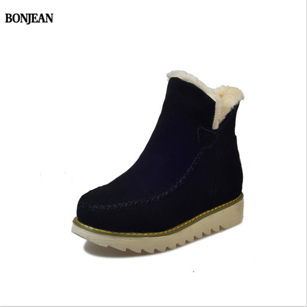 

snow boots 2020 autumn and winter new non-slip thick bottom increased women's shoes plus velvet warm cotton shoes, Black