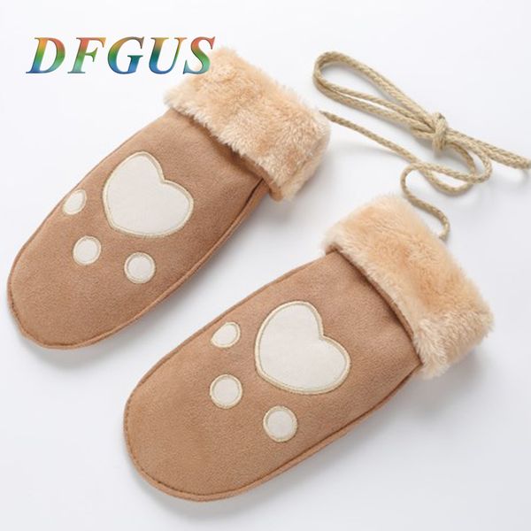 

five fingers gloves women' leather deer suede winter warm wool female outdoor sport bicycle women mittens guantes, Blue;gray