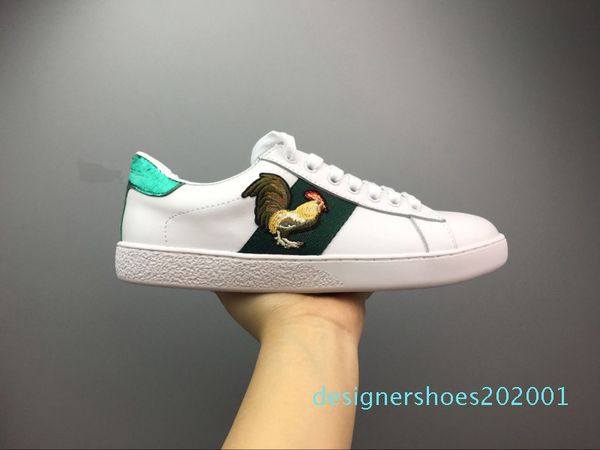 

1mens designer shoes casual shoes white women sneakers good embroidery bee cock tiger dog fruit on the side with og box d01, Black